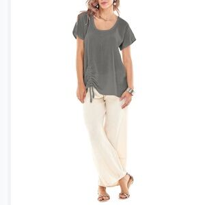 Oh My Gauze Ana Cotton Gauze blouse / short sleeve top size S-M graphite color